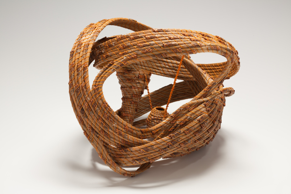 At the End of My Rope, a coiled pineneedle basket by Basket maker Clay Burnette