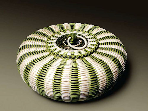 Urchin Basket: Black ash, sweet grass, rit dye - Jeremy Frey, Passamaqoddy